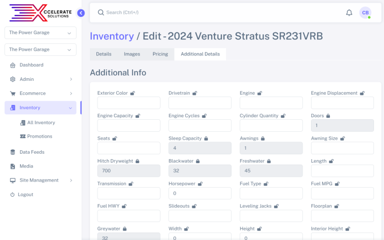 Editing Inventory